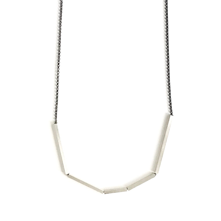 Long Abstract Necklace with Square Tubes