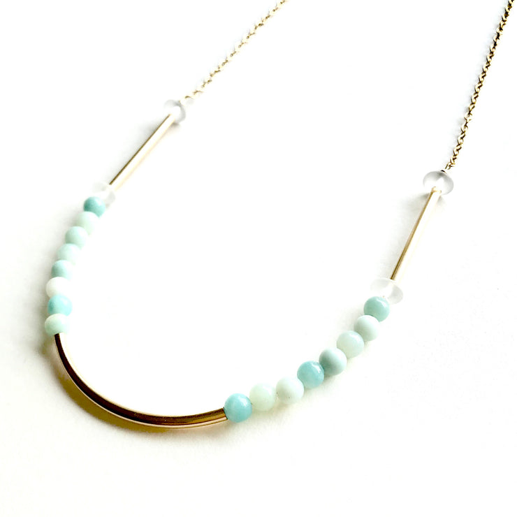 Amazonite Long Necklace with Tubes No