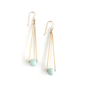 Amazonite Long Triangle and Ball Earrings