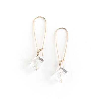 Quartz Crystal Cube Drop Earrings