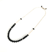 Matte Onyx Round and Rondelle Beaded Medium Length Necklace
