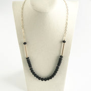 Matte Onyx Round and Rondelle Beaded Medium Length Necklace