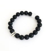 Matte Onyx and Quartz Beaded Bracelet