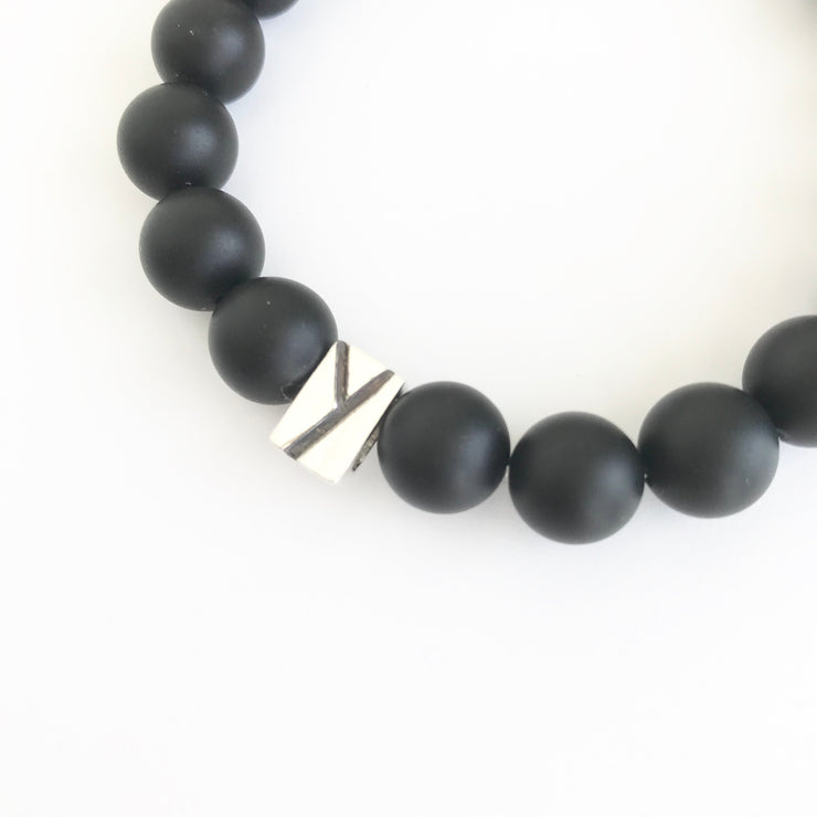 Matte Onyx and Quartz Beaded Bracelet