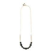 Matte Onyx Oval and Quartz Crystal Long Necklace