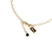 Matte Onyx Oval and Quartz Crystal Long Necklace