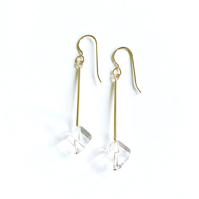 Clear Quartz Cube Earrings