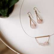 Rose Quartz Triangle Earrings