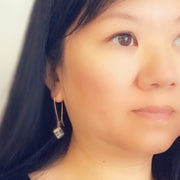 Quartz Crystal Cube Drop Earrings