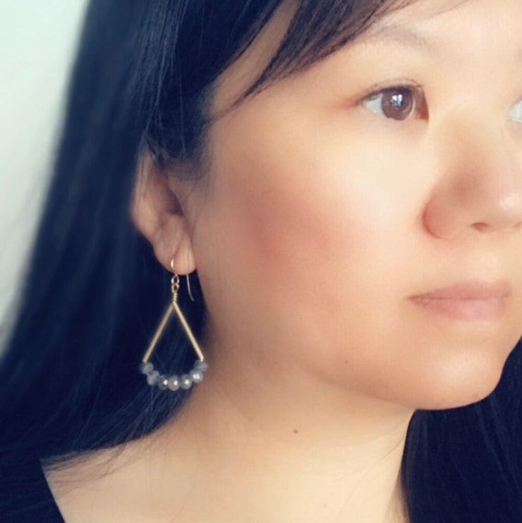 Labradorite Small Faceted Triangle Earrings