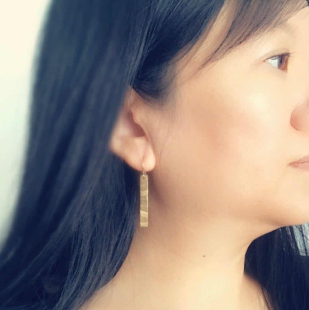 modern dress earrings Refractions Earrings-Matte Brass – Yen Chee Design