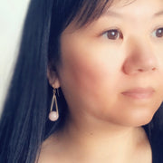 Rose Quartz Triangle Earrings