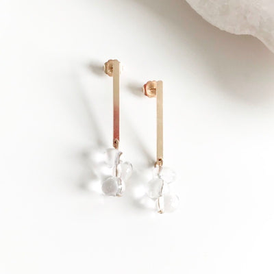 Clear Quartz Crystal Linear Post Earring