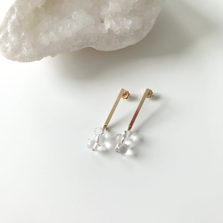 Clear Quartz Crystal Linear Post Earring