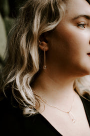 Quartz Long Tube and Ball Earring