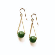 Triangle Jade and Gold Earrings