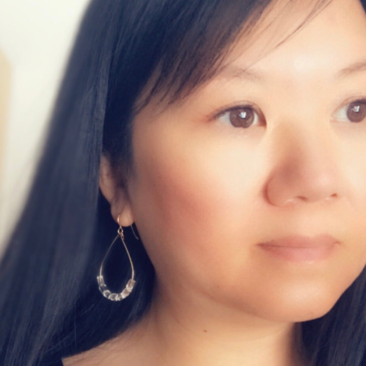 Quartz Crystal Long Teardrop Earrings