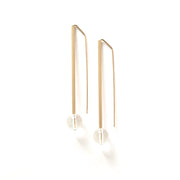 Quartz Long Tube and Ball Earring
