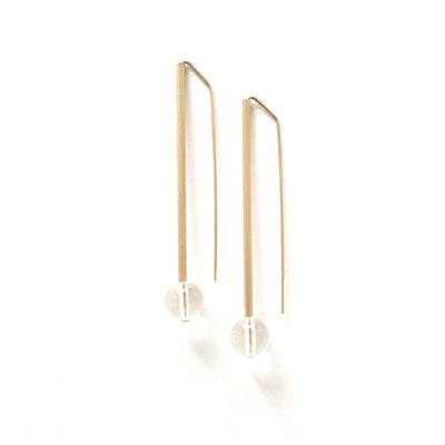 Quartz Long Tube and Ball Earring