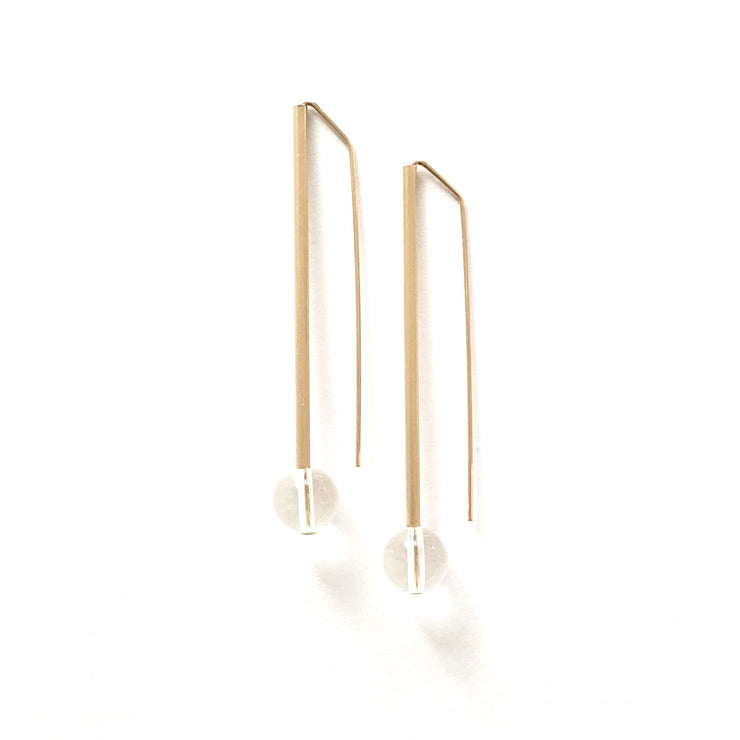Quartz Long Tube and Ball Earring