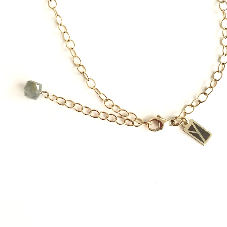 Rough Cut Faceted Labradorite and Quartz Necklace