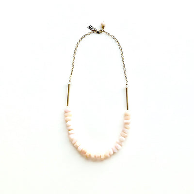 Blush Opal and Matte Quartz Crystal Necklace