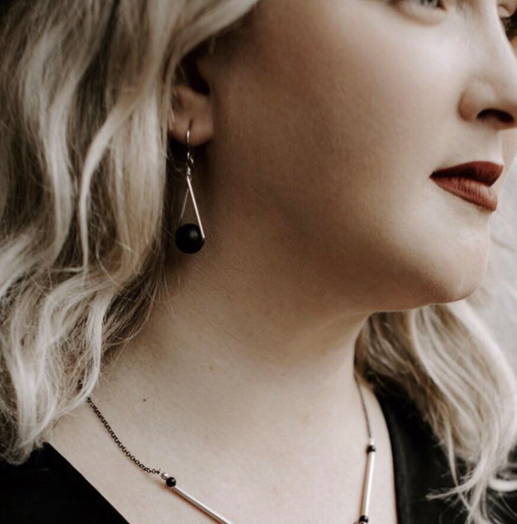 Triangle Carnelian and Gold Earrings