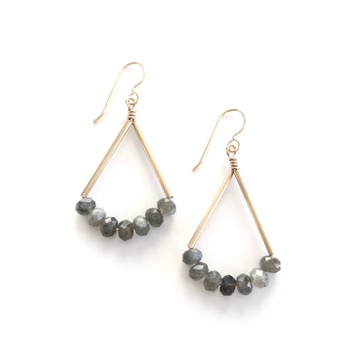 Labradorite Small Faceted Triangle Earrings