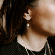 Quartz Single Teardrop Earrings